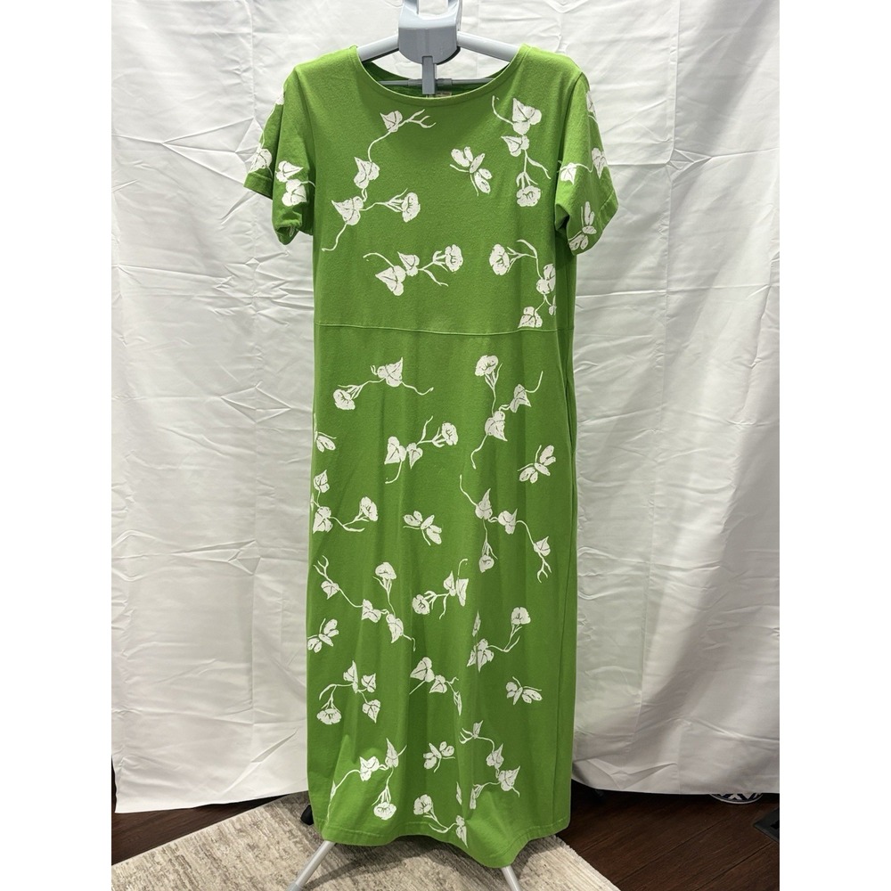 M. Mac Vermont Dress Green Floral Pockets Size Large Y2K